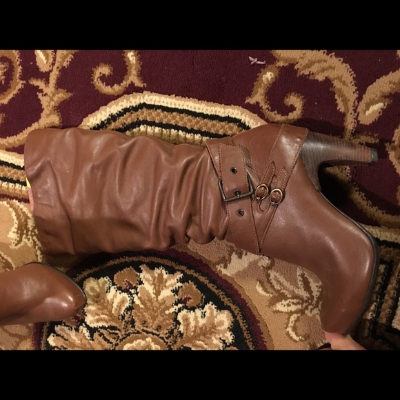 *SOLD* Bronx slouchy leather tall high heel boots - Picture 5 of 7